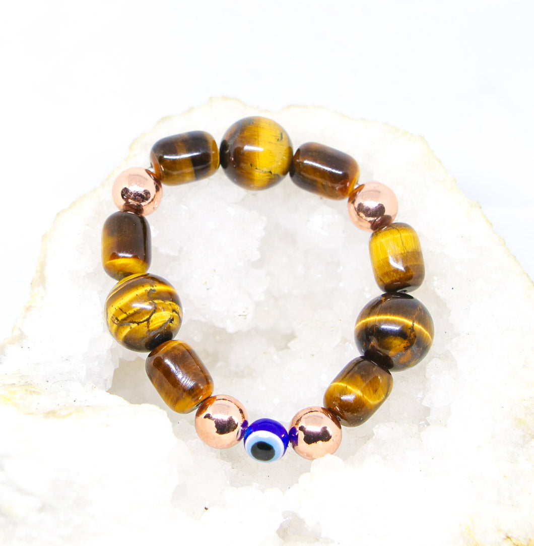 Tigers Eye | Copper Hematite | Nazar Bracelet