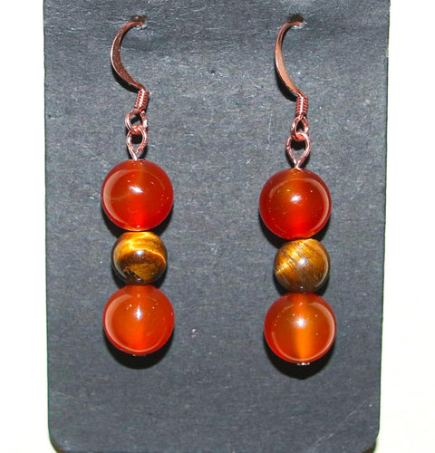 Tiger Eye | Carnelian | Copper Earrings