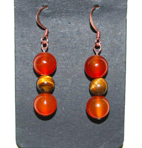 Tiger Eye | Carnelian | Copper Earrings