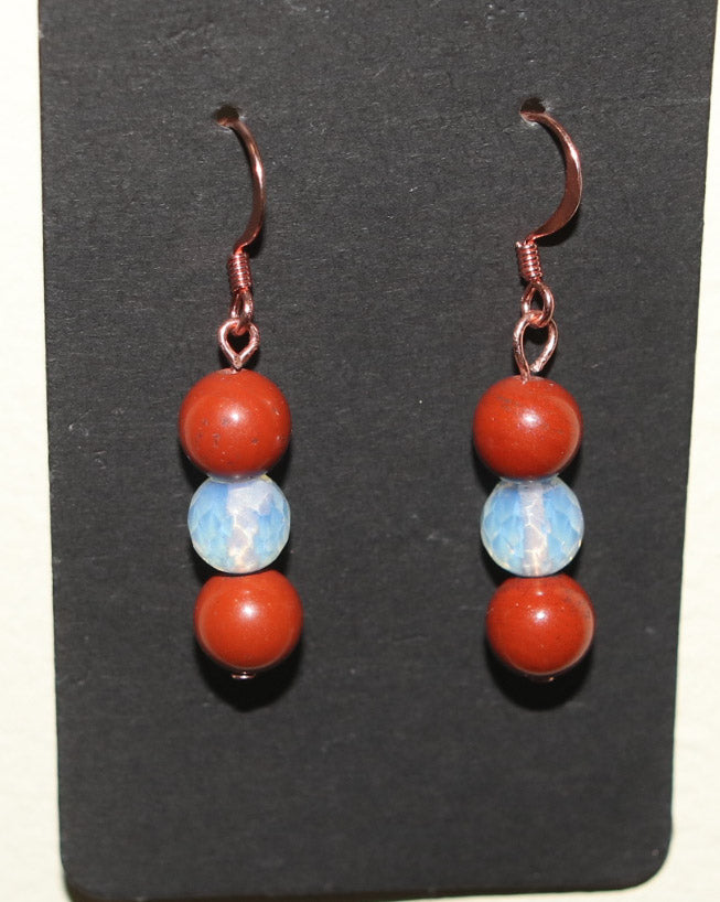 Red Jasper | Opalite | Copper Earrings