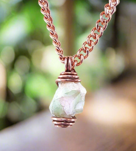 Green Apophalite | Transcendent | Copper Pendant & Cuban Link Chain