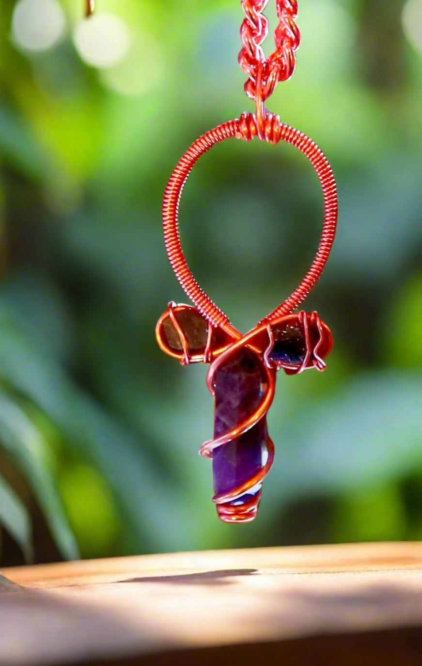 Amethyst | Elite Shungite | Copper Ankh Pendant