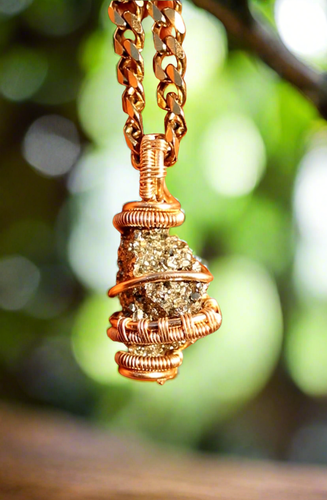 14k Goldfilled Pyrite | Abundant Prosperity | Copper Necklace