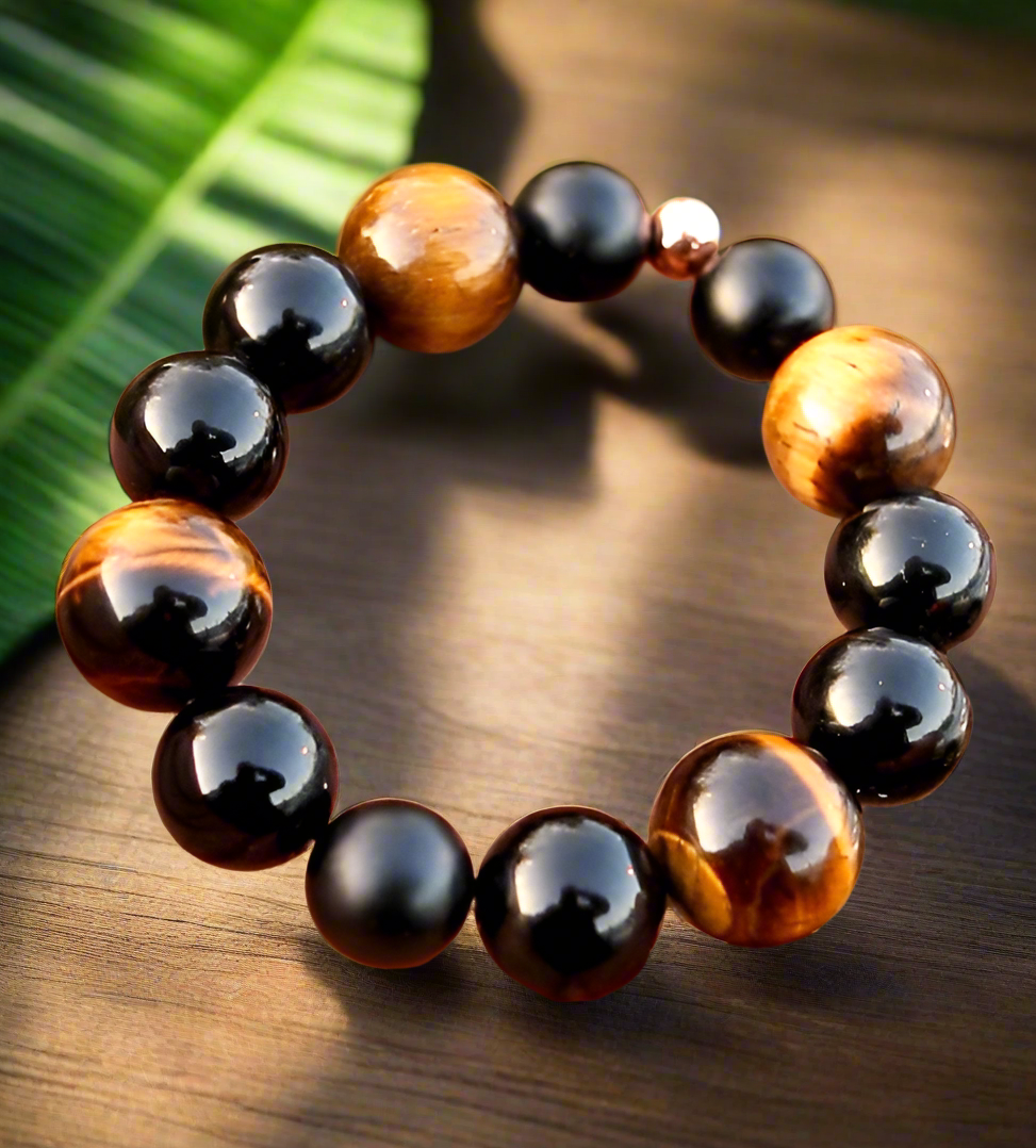 Tiger Eye | Black Qynx & Copper | Bracelet