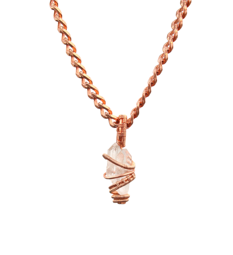 Double Tourmanated | Clear Quartz | Copper | Rose Gold | Necklace & Pendant