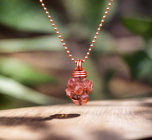 Aragonite | Earth Master | Copper Pendant & Cuban Link Chain