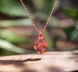 Aragonite | Earth Master | Copper Pendant & Cuban Link Chain