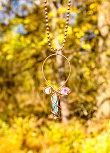 Labradorite | Moonstone | Amethyst | Copper Ankh Pendant