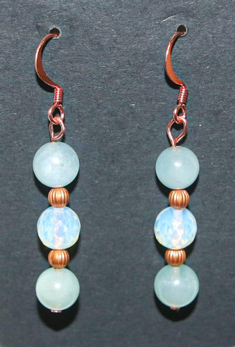 Aquamarine | Opalite | Copper Earrings