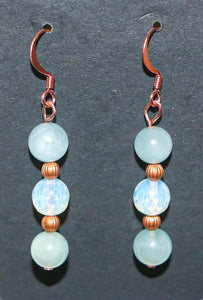 Aquamarine | Opalite | Copper Earrings