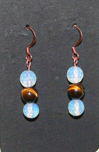 Opalite | Tiger Eye | Copper Earrings
