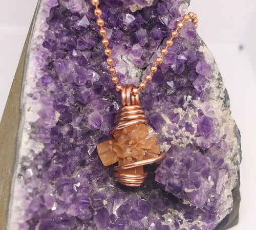 Aragonite | Earth Master | Copper Pendant & Cuban Link Chain