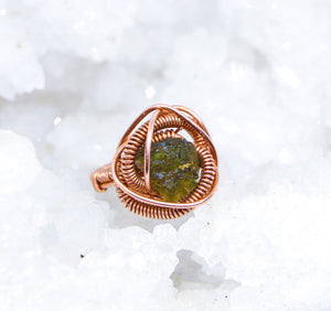 Moldavite | Spiritual Transformation | Copper Ring Size 8.5