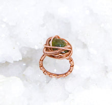 Load image into Gallery viewer, Moldavite | Spiritual Transformation | Copper Ring Size 8.5